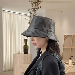 Chapeau Bob En Cuir De Style Coréen