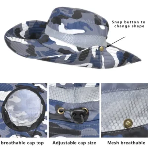 Chapeau Camouflage Large Bord Pour Homme