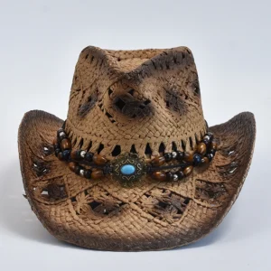 Chapeau De Cowboy En Paille Marron