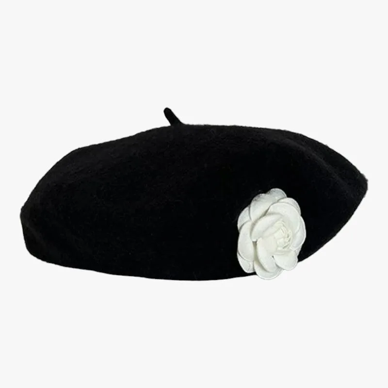 Béret Laine Femme Fleur Décorative