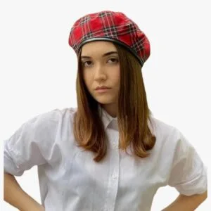 Béret Vintage à Carreaux Pour Femme