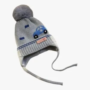 Bonnet D'hiver Enfant En Laine Et Coton Casa De La Lana - Avec Pompons - Occasion