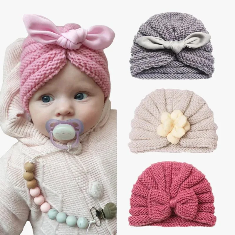 Bonnet Turban Tricoté Bébé Fille