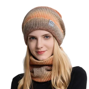 Bonnet Femme Tricoté Dégradé Avec Snood