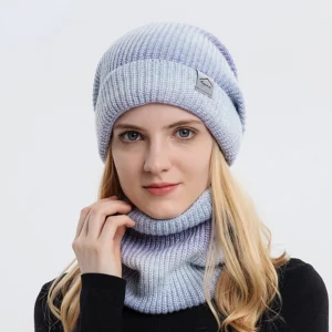 Bonnet Femme Tricoté Dégradé Avec Snood